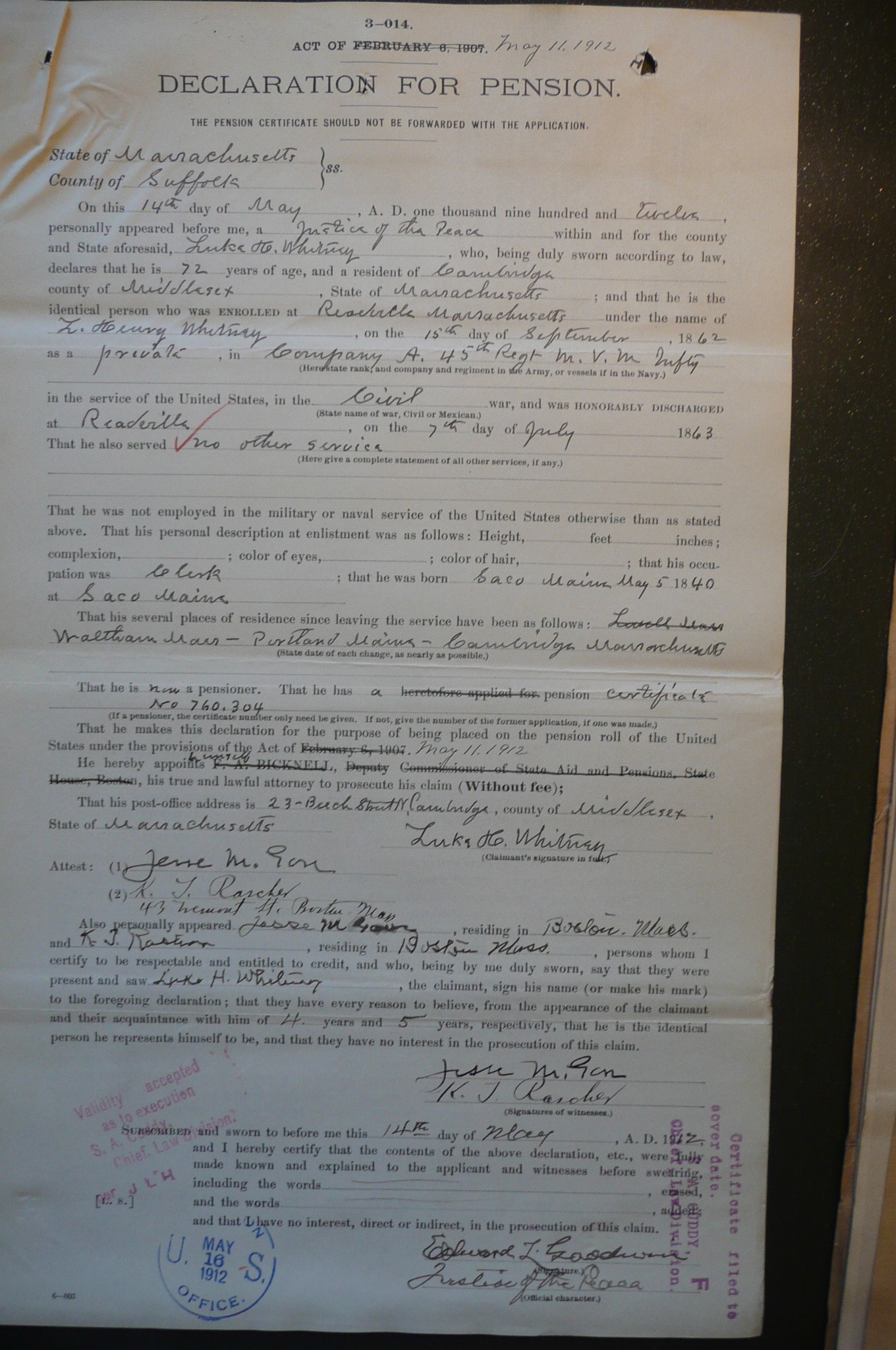Declaration, 1912