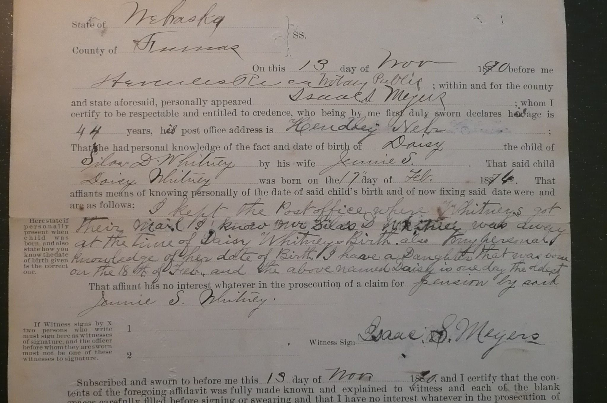 Daisy Whitney's Birth Certificate