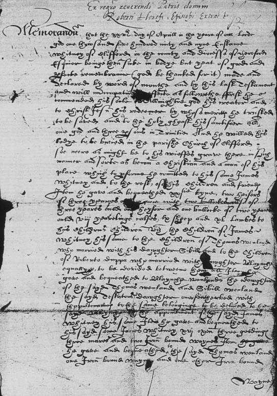 Will of Eustance Whitney of Clifford, 1599 Page 3.jpg