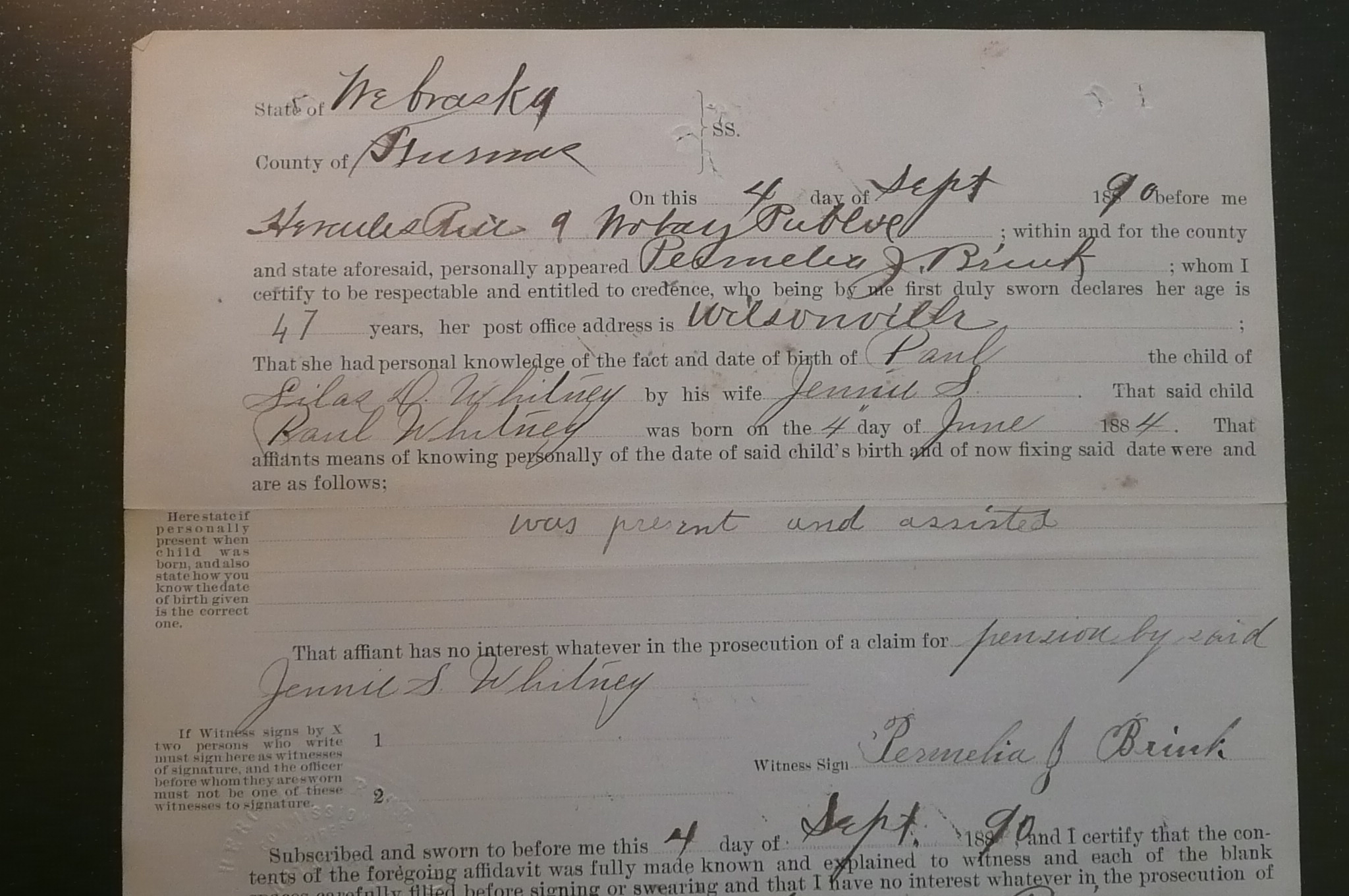 Paul Whitney's Birth Certificate
