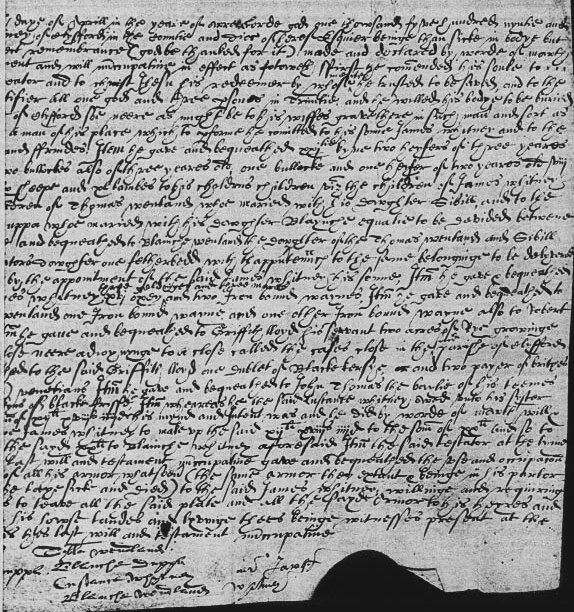 Will of Eustance Whitney of Clifford, 1599 Page 2.jpg