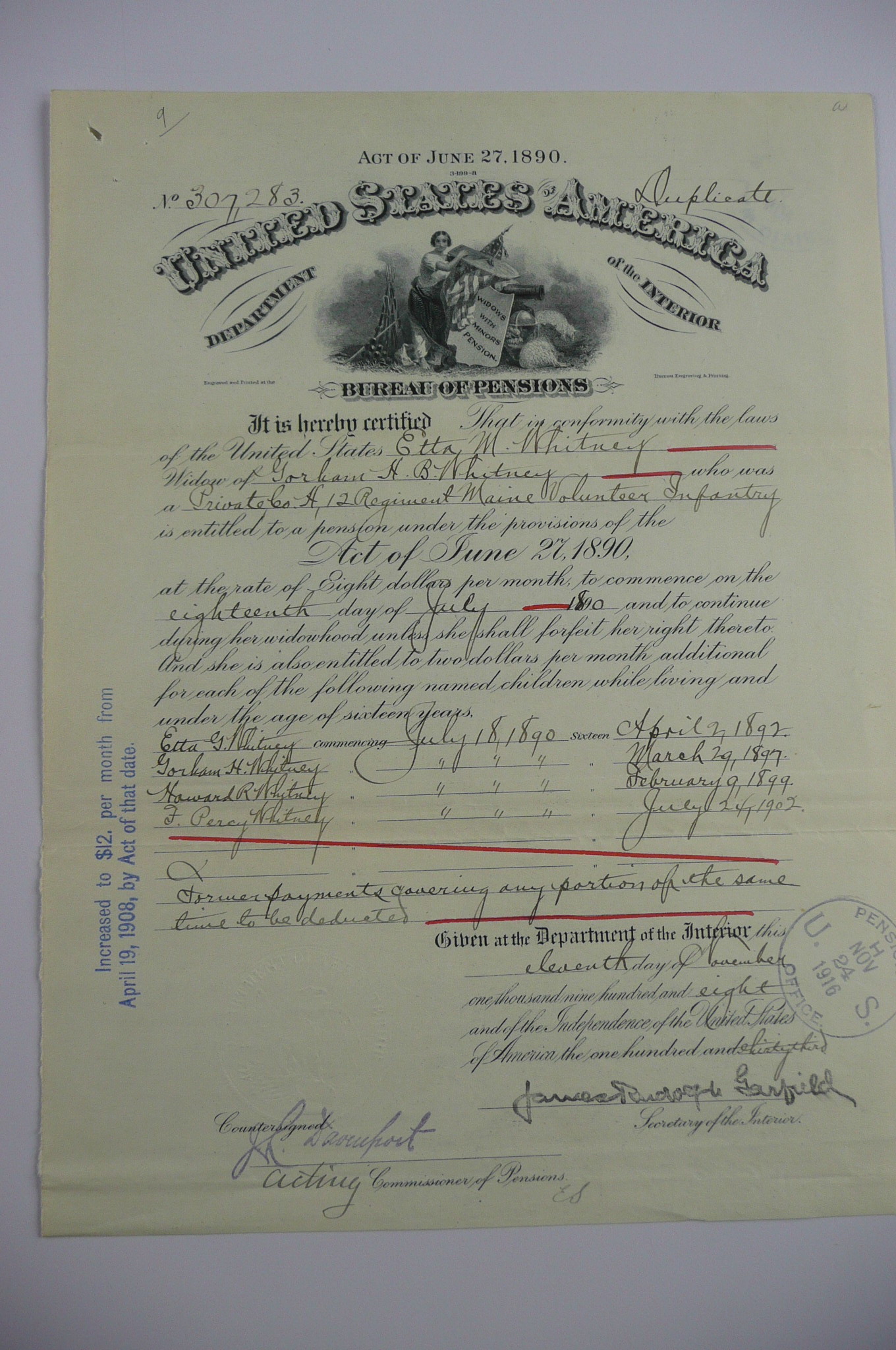 Widow's Certificate