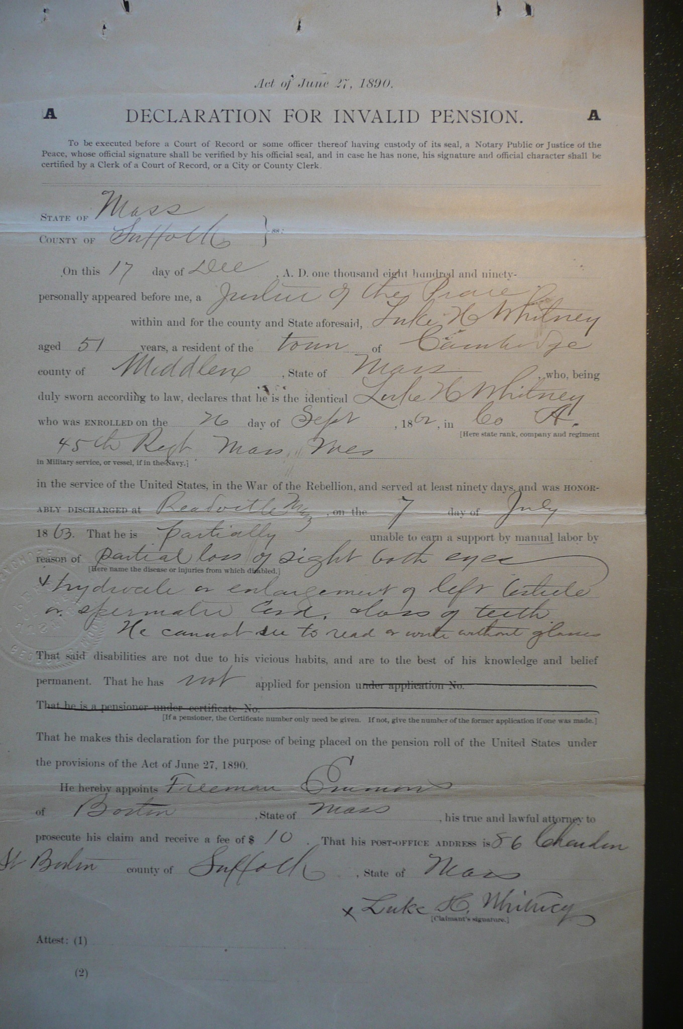 Declaration, 1890