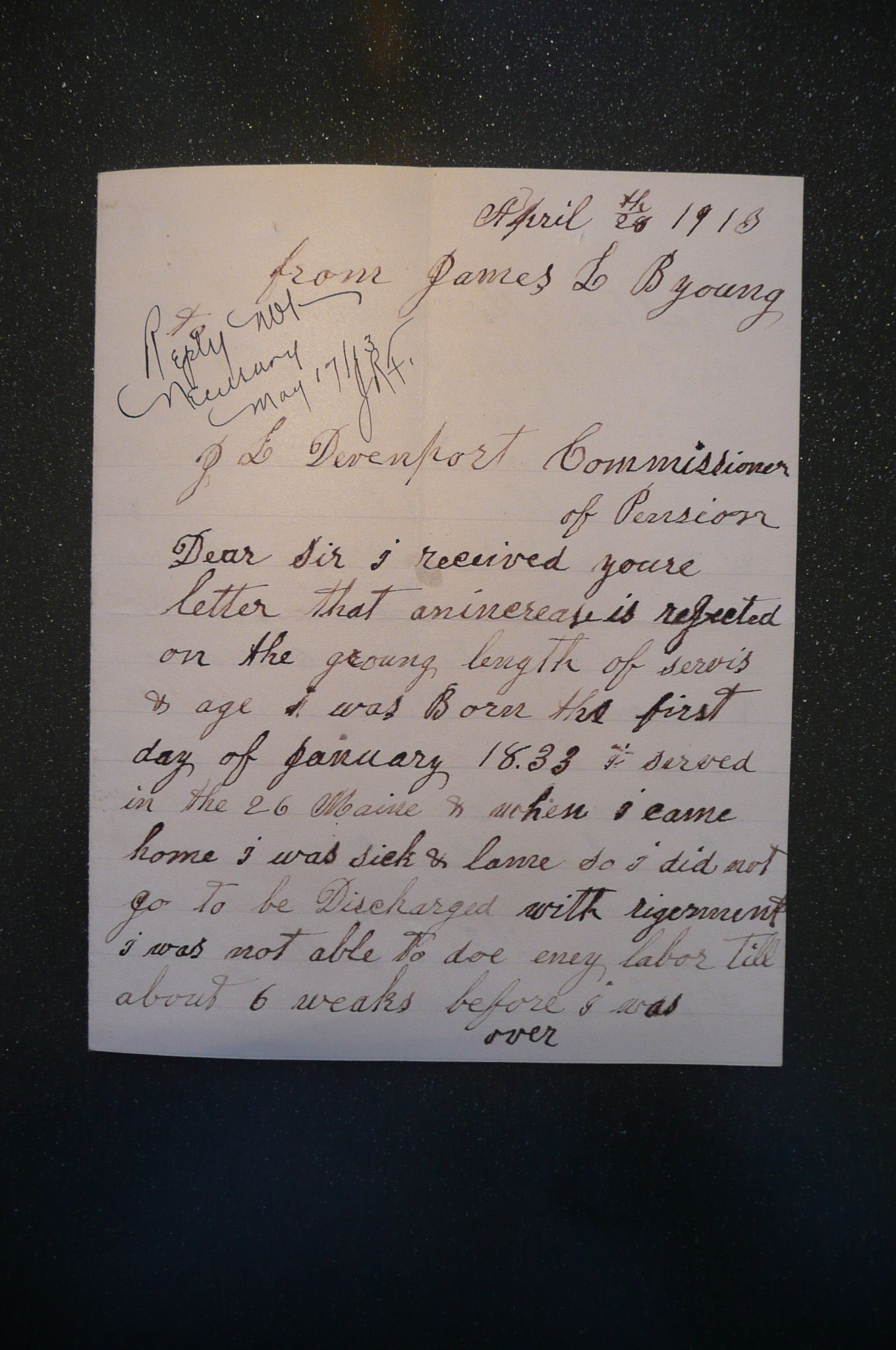 1913 letter from James L. B. Young